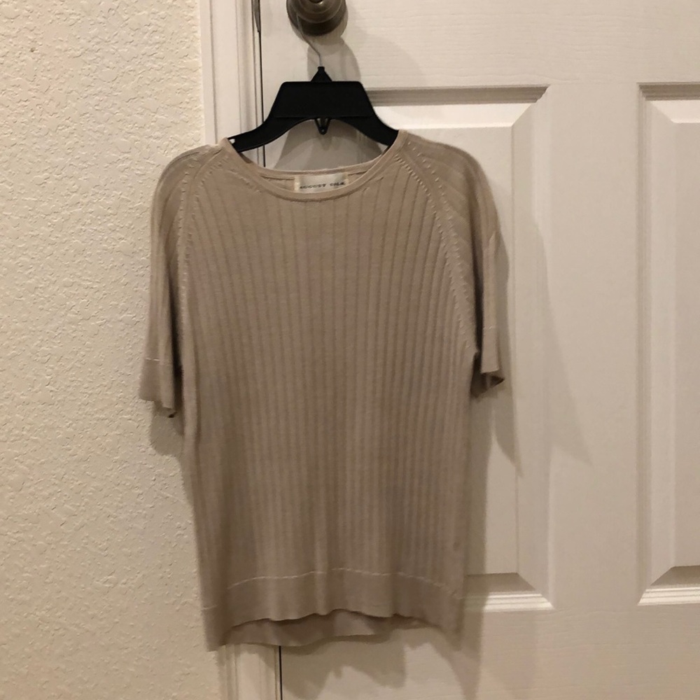 August silk beige cardigan and shirt